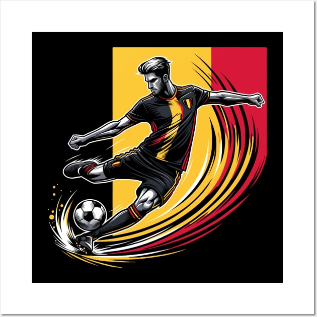 Dynamic Belgium Soccer Star in Action - Vector Design Wall Art by SergioArt